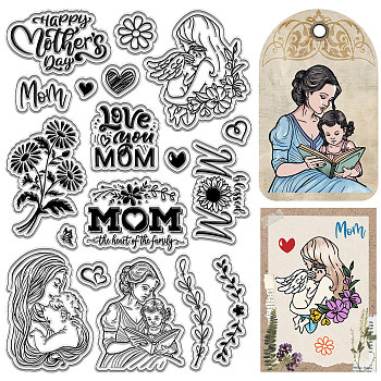 Custom PVC Plastic Clear Stamps, for DIY Scrapbooking, Photo Album Decorative, Cards Making, Stamp Sheets, Film Frame, Mother's Day, 160x110x3mm