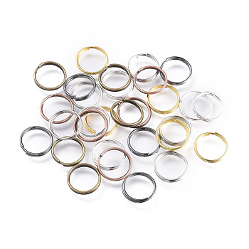 Iron Split Rings, Double Loops Jump Rings, Mixed Color, 10x1.4mm, Inner Diameter: 8.6mm, 6 Colors, about 2080pcs/500g
