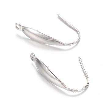304 Stainless Steel Earring Hooks, Ear Wire, with Vertical Loop, Stainless Steel Color, 20x4mm, Hole: 1mm