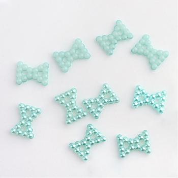 ABS Plastic Imitation Pearl Cabochons, Bowknot, Pale Turquoise, 12x9x2mm, about 1000pcs/bag