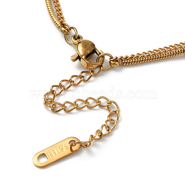 304 Stainless Steel Satellite & Curb Chains Double Layer Necklace(NJEW-Z028-04G)-3