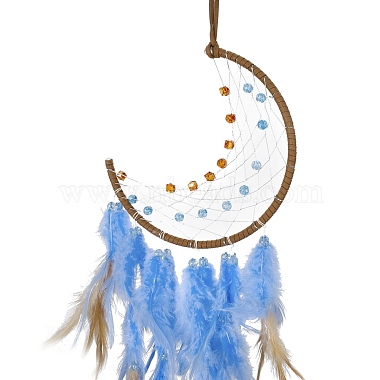 Iron Woven Web/Net with Feather Pendant Decorations(AJEW-B017-11)-3