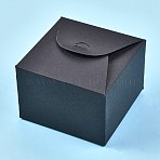 Foldable Kraft Paper Box, Gift Packing Box, Bakery Cake Cupcake Box Container, Square, Black, Unfold: 18.5x18x0.08cm, Finished Product: 9x9x6cm(CON-K006-02A-03)