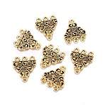 Tibetan Style Links, Chandelier Components, Triangle, Cadmium Free & Nickel Free & Lead Free, Antique Golden, 18x17x1.5mm, Hole: 1.5mm, about 815pcs/kg(TIBEP-EA10676YKG-AG-FF)
