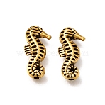 Tibetan Style Alloy Beads, Textured Sea Horse, Antique Golden, 14.5x7x3mm, Hole: 1.4mm, about 1234pcs/1000g(TIBEB-T004-15AG)