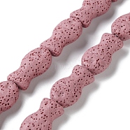 Fish Dyed Natural Lava Rock Beads Strands, Pale Violet Red, 21.5x12x6mm, Hole: 1.6mm, about 19pcs/strand, 16.14''(41cm)(G-O126-01A-12)