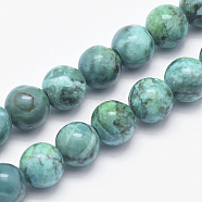 Natural Marble Beads Strands, Round, Dyed & Heated, Dark Cyan, 10mm, Hole: 1mm, about 38pcs/strand, 15.7 inch(40cm)(G-K211-10mm-A)