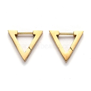 304 Stainless Steel Triangle Huggie Hoop Earrings, Golden, 13x14.5x3mm, Pin: 1mm(STAS-H156-02C-G)