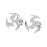Windmill 304 Stainless Steel Stud Earrings for Women, Stainless Steel Color, 11.5mm, Pin: 0.7mm(EJEW-Z017-06P)