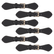 6Pcs Imitation Leather Sew on Toggle Buckles, Tab Closures, Cloak Clasp Fasteners, with Alloy Roller Buckles, Black, 156x30x13mm(FIND-FG0002-71)