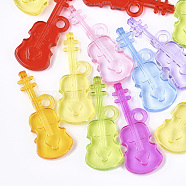 Transparent Acrylic Big Pendants, Violin, Mixed Color, 50x19x7mm, Hole: 4mm, about 170pcs/500g(TACR-S133-090)