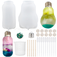 Gorgecraft DIY Light Bulb Making Kits, with Silicone Molds, Silicone 100ml Measuring Cup, Plastic Transfer Pipettes, Birch Wooden Craft Ice Cream Sticks, Latex Finger Cots, White, 84.5x43mm, Hole: 23.5mm(DIY-GF0002-60)