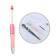 UV Plated Plastic Ball-Point Pen, Beadable Pen, for DIY Personalized Pen with Jewelry Beads, Salmon, 150x12mm(AJEW-C038-03A)