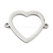 304 Stainless Steel Hollow Connector Charms, Heart Links, Stainless Steel Color, 14.5x19x1mm, Hole: 1mm(STAS-P332-07P)