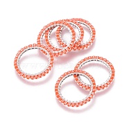 MIYUKI & TOHO Handmade Japanese Seed Beads, with Silver Plated 304 Stainless Steel Link Rings, Loom Pattern, Ring/Circle, Tomato, 18~19x1.7mm, Inner Diameter: 14mm(SEED-A028A-M-26S)