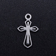 201 Stainless Steel Tiny Cross Charms, Stainless Steel Color, 15x9x1mm, Hole: 1.5mm(STAS-Q201-JN308-1)