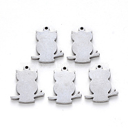 201 Stainless Steel Pendants, Laser Cut, Blank Stamping Tag, Owl, Stainless Steel Color, 14x11x1mm, Hole: 1mm(X-STAS-N092-35A)