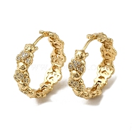 KC Gold Plated Brass Micro Pave Cubic Zirconia Hoop Earring, Bear, 24x7.5mm(EJEW-L271-16KCG-01)
