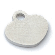 304 Stainless Steel Charms, Stamping Blank Tag, Laser Cut, Heart, Stainless Steel Color, 6x5.5x0.6mm, Hole: 1mm(STAS-H149-03P)