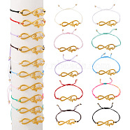 10Pcs 10 Color Alloy Infinity with Hope Link Bracelets Set for Men Women, Golden, Inner Diameter: 3-1/2 inch(9cm), 1Pc/color(BJEW-TAC0008-01)
