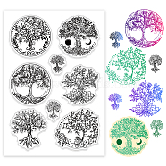 Custom Summer Theme PVC Plastic Clear Stamps, for DIY Scrapbooking, Photo Album Decorative, Cards Making, Tree of Life, 160x110mm(DIY-WH0631-0150)