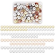 Brass Spacer Beads, Nickel Free, Flat Round, Mixed Color, 8x2mm, Hole: 2mm, 4colors, 30pcs/colors, 120pcs/box(sgKK-SZ0001-13-8MM)