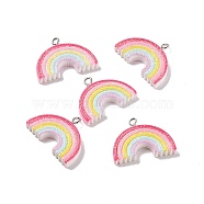 Opaque Resin Pendants, with Platinum Tone Iron Loops and Glitter Powder, Rainbow, Colorful, 20x27x4mm, Hole: 2mm(X-RESI-G040-D01-A)