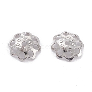 Brass Multi-Petal Bead Caps, Long-Lasting Plated, Flower, Real Platinum Plated, 5.5x1.5mm, Hole: 0.7mm(KK-K253-17P)