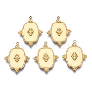 316 Surgical Stainless Steel Pendants, with Jump Rings, Oval, Real 14K Gold Plated, 22x16x2mm, Hole: 1.2mm(STAS-N097-025)