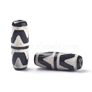 Tibetan Style Double Tiger dZi Beads, Natural Agate, Dyed & Heated, Rice, 29.5~31x10~12mm, Hole: 1.5~2.8mm(X-TDZI-D008-10)