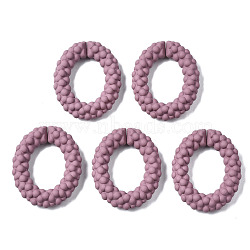 Spray Painted CCB Plastic Linking Rings,  Quick Link Connectors, Oval Ring, Old Rose, 44x38x8.5mm, Inner Diameter: 20.5x26mm(CCB-Q091-011D)
