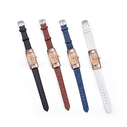 Wristwatch, Quartz Watch, Alloy Watch Head and PU Leather Strap, Mixed Color, 8-3/4 inch(22.1cm), 13x2mm, Watch Head: 45x22x10mm(WACH-I017-04)