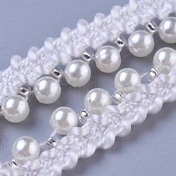 Plastic Imitation Pearl Beads Ribbon, Garment Accessories, White, 8.5mm(FIND-WH0043-55)