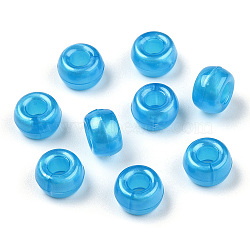 Plastic Pearlized Beads, Barrel, Deep Sky Blue, 9x6mm, Hole: 3.8mm, about 1900pcs/500g(KY-T025-01-D02)
