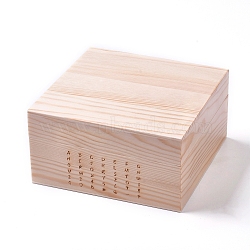 Wood Boxes, with 42 Holes, For Letter and Number Stamp Sets, Square, Blanched Almond, 14.3x14.3x7.5cm(ODIS-WH0005-45)