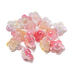 Iridescent Acrylic Bead Caps, AB Color Plated, 5-Petal Flower, Salmon, 12.5x12.5x6.5mm, Hole: 1.5mm(OACR-C021-08A)