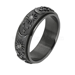 Stainless Steel Rotating Ring, for Men and Women, Black, US Size 10, 8mm, Inner Diameter: 19.8mm(PW-WG84079-22)