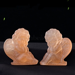 Natural Selenite Carved Healing Angel Stone, Reiki Energy Stone Display Decorations, for Home Feng Shui Ornament, 50x60mm(PW-WG69034-01)