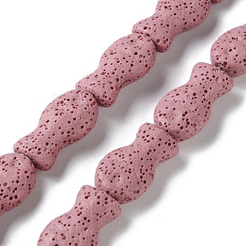 Fish Dyed Natural Lava Rock Beads Strands, Pale Violet Red, 21.5x12x6mm, Hole: 1.6mm, about 19pcs/strand, 16.14''(41cm)