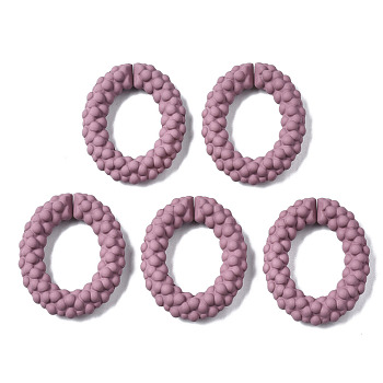 Spray Painted CCB Plastic Linking Rings,  Quick Link Connectors, Oval Ring, Old Rose, 44x38x8.5mm, Inner Diameter: 20.5x26mm