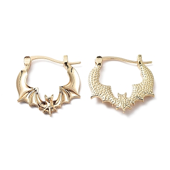 Alloy Bat Hoop Earrings for Women, Light Gold, 25x24x3mm