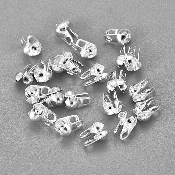 304 Stainless Steel Bead Tips, Calotte Ends, Clamshell Knot Cover, Silver, 4.5x3.5mm, Hole: 0.5mm