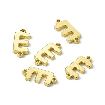 Rack Plating Brass Connector Charms, Real 18K Gold Plated, Long-Lasting Plated, Cadmium Free & Nickel Free & Lead Free, Letter Links, Letter.E, 14x6.5x1.5mm, Hole: 1mm