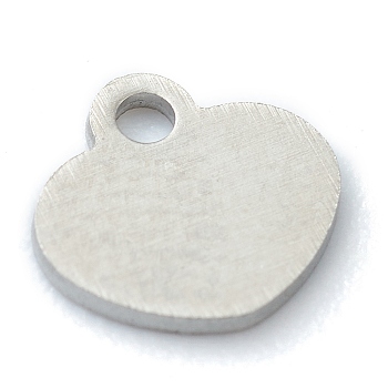 304 Stainless Steel Charms, Stamping Blank Tag, Laser Cut, Heart, Stainless Steel Color, 6x5.5x0.6mm, Hole: 1mm