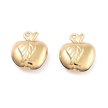 316 Surgical Stainless Steel Pendants, Real 18K Gold Plated, Vegetables and Fruits Series Charm, Apple, 13x11x5mm, Hole: 1mm