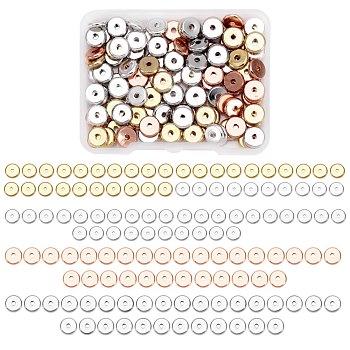 Brass Spacer Beads, Nickel Free, Flat Round, Mixed Color, 8x2mm, Hole: 2mm, 4colors, 30pcs/colors, 120pcs/box