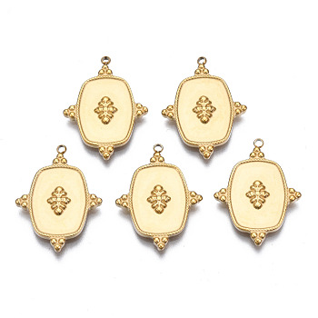 316 Surgical Stainless Steel Pendants, with Jump Rings, Oval, Real 14K Gold Plated, 22x16x2mm, Hole: 1.2mm