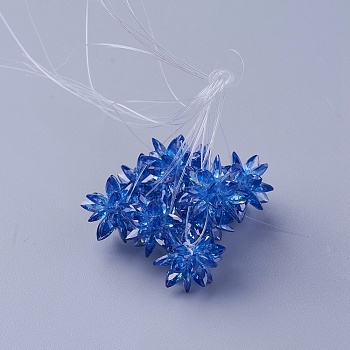 Glass Woven Beads, Flower/Sparkler, Made of Horse Eye Charms, Light Blue, 13mm