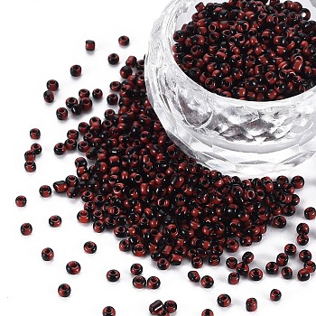 12/0 Glass Seed Beads, Opaque Colours Seep, Crimson, 2mm, hole: 0.8mm