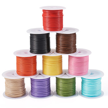 Pandahall 10 Rolls 10 Colors Waxed Polyester Cords, Round, Mixed Color, 1mm, about 10.94 Yards(10m)/Bag, 1 roll/color